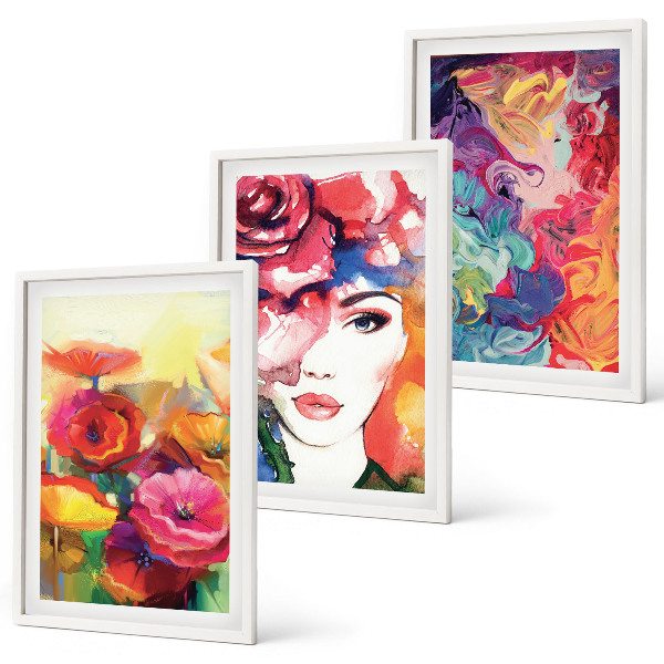 Set tablouri pentru dormitor Portret de femeie cu flori intense