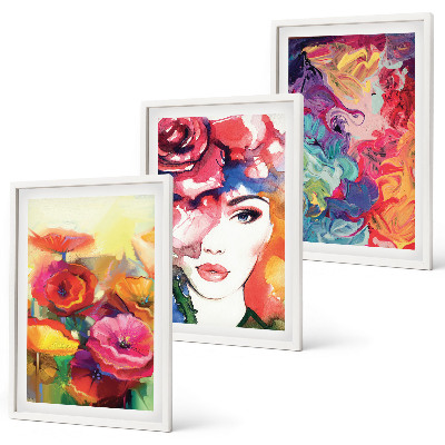 Set tablouri pentru dormitor Portret de femeie cu flori intense