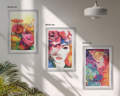 Set tablouri pentru dormitor Portret de femeie cu flori intense