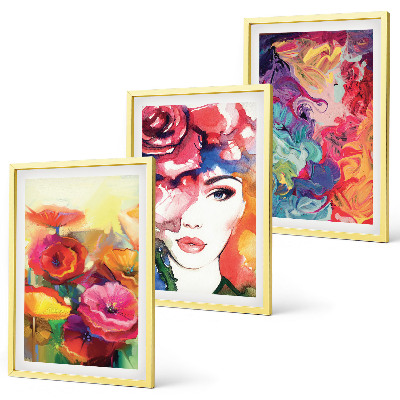Set tablouri pentru dormitor Portret de femeie cu flori intense