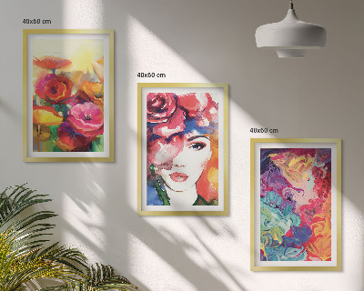 Set tablouri pentru dormitor Portret de femeie cu flori intense