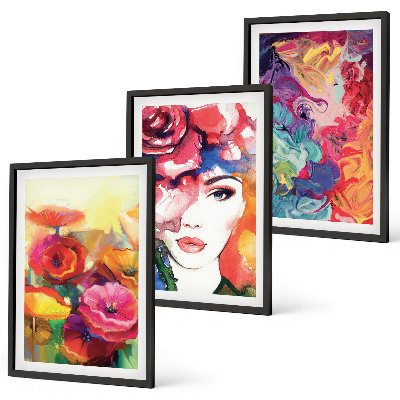 Set tablouri pentru dormitor Portret de femeie cu flori intense