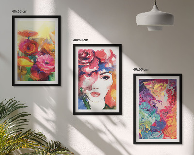 Set tablouri pentru dormitor Portret de femeie cu flori intense