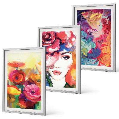Set tablouri pentru dormitor Portret de femeie cu flori intense