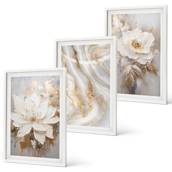 Set tablouri decorative Flori abstracte din marmură