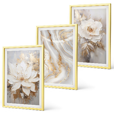 Set tablouri decorative Flori abstracte din marmură