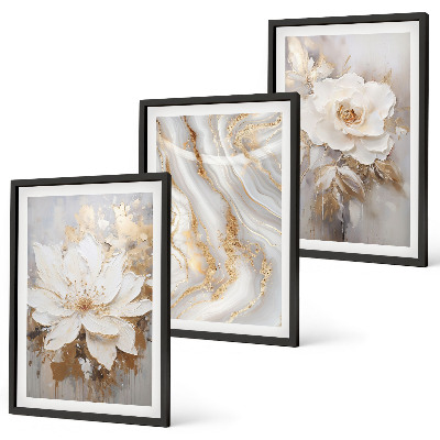Set tablouri decorative Flori abstracte din marmură