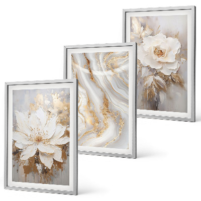 Set tablouri decorative Flori abstracte din marmură