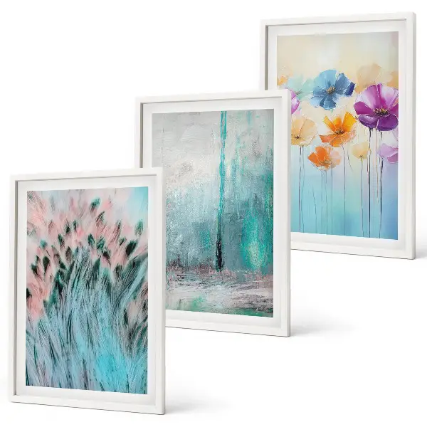 Set tablouri decorative modele cu fundal de flori pastelate
