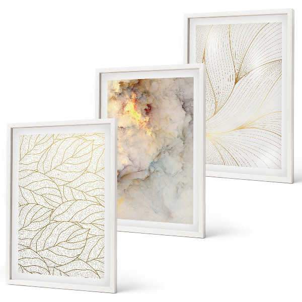 Set tablouri decorative Modele de frunze abstracte din marmură