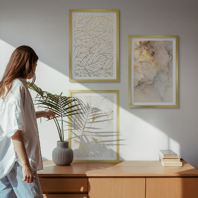 Set tablouri decorative Modele de frunze abstracte din marmură