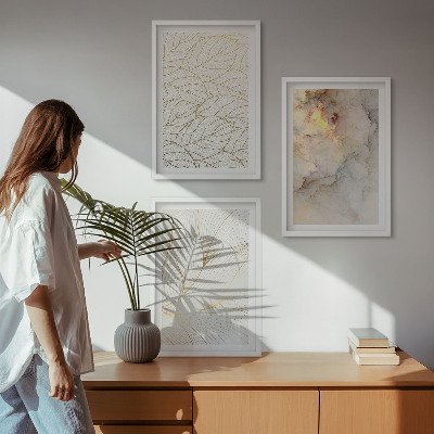 Set tablouri decorative Modele de frunze abstracte din marmură