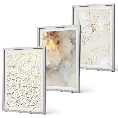 Set tablouri decorative Modele de frunze abstracte din marmură