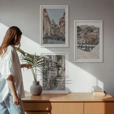 Set de tablouri pentru dormitor cu grafica străzilor fermecătoare din portul orașului
