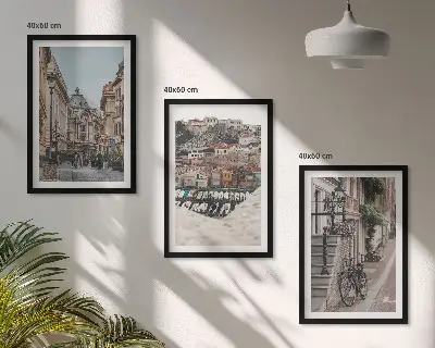 Set de tablouri pentru dormitor cu grafica străzilor fermecătoare din portul orașului