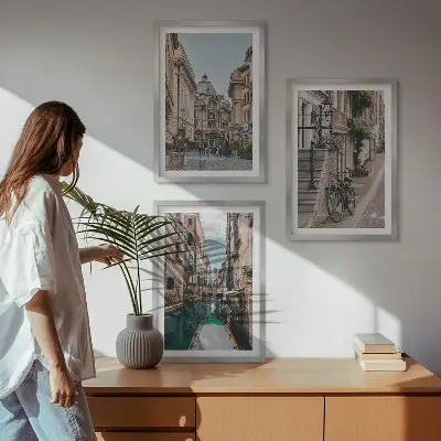 Set tablouri decorative cu motivul străzilor pe apă ale Veneției