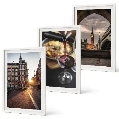 Set tablouri pentru dormitor cu imagini reprezentând orașul Londra și mâncare