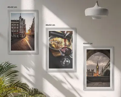 Set tablouri pentru dormitor cu imagini reprezentând orașul Londra și mâncare
