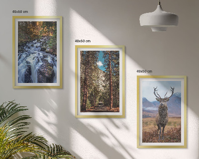 Set tablouri decorative Cascadă pădure munți cerb natură