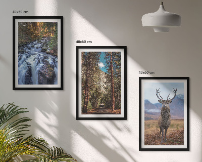 Set tablouri decorative Cascadă pădure munți cerb natură