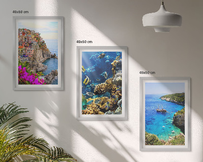 Set tablouri pentru dormitor Vederi la mare, case colorate
