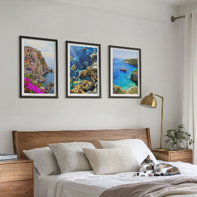Set tablouri pentru dormitor Vederi la mare, case colorate