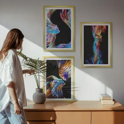 Set tablouri pentru dormitor cu fețe abstracte colorate