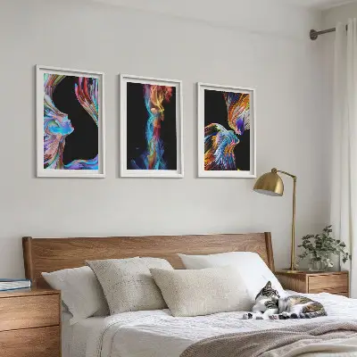 Set tablouri pentru dormitor cu fețe abstracte colorate