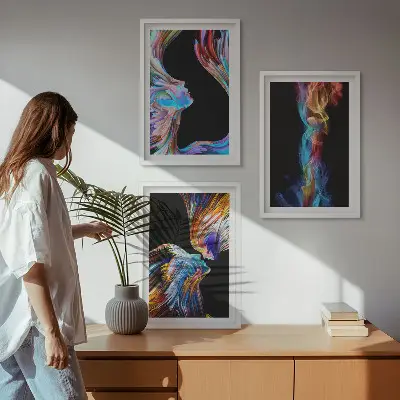 Set tablouri pentru dormitor cu fețe abstracte colorate