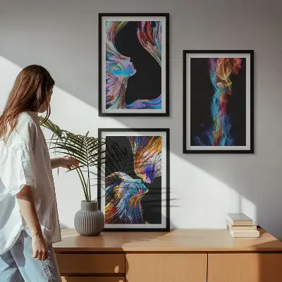 Set tablouri pentru dormitor cu fețe abstracte colorate