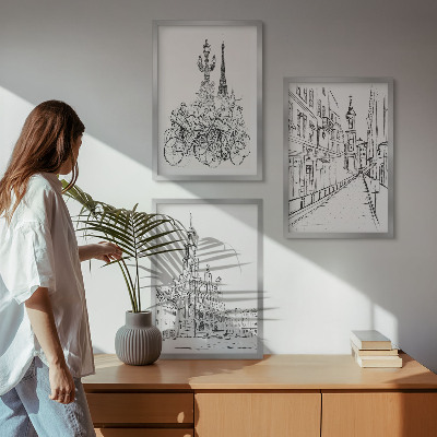 Set tablouri decorative Desene simple de peisaje urbane
