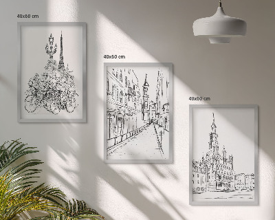 Set tablouri decorative Desene simple de peisaje urbane