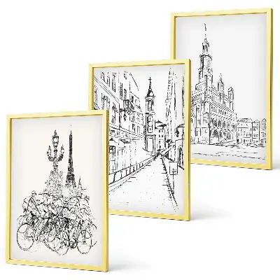 Set de tablouri decorative cu desene simple de peisaje urbane