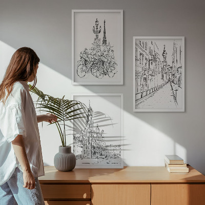 Set tablouri decorative Desene simple de peisaje urbane