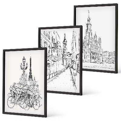 Set tablouri decorative Desene simple de peisaje urbane