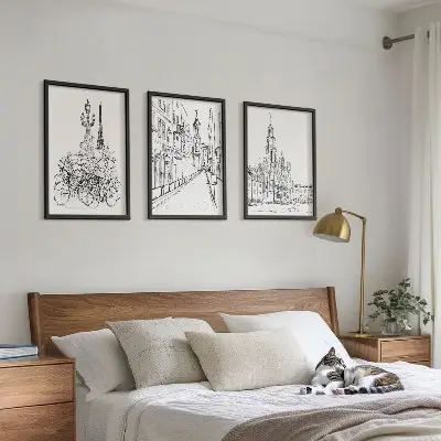 Set de tablouri decorative cu desene simple de peisaje urbane