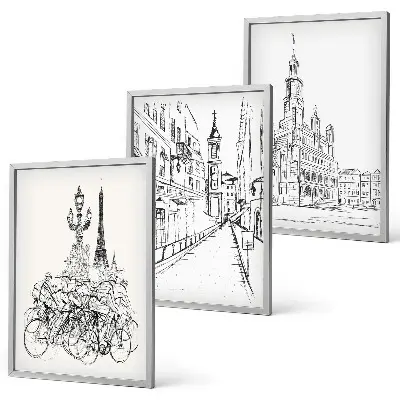 Set de tablouri decorative cu desene simple de peisaje urbane