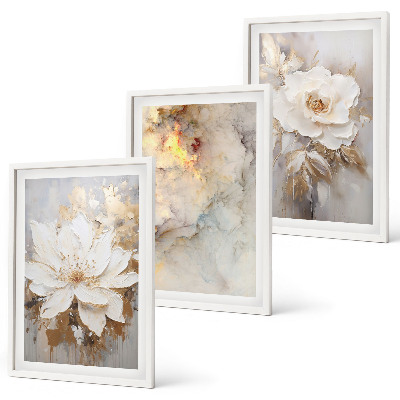 Set tablouri decorative Flori fundal abstract luminos