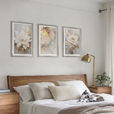 Set tablouri decorative Flori fundal abstract luminos