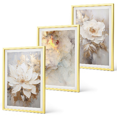 Set tablouri decorative Flori fundal abstract luminos