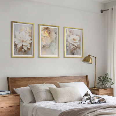 Set tablouri decorative Flori fundal abstract luminos