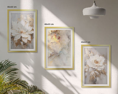 Set tablouri decorative Flori fundal abstract luminos