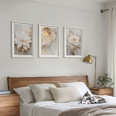 Set tablouri decorative Flori fundal abstract luminos