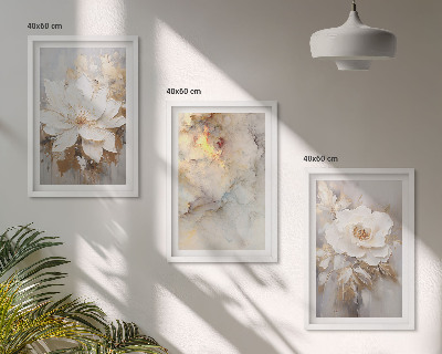 Set tablouri decorative Flori fundal abstract luminos