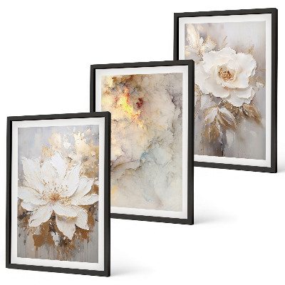 Set tablouri decorative Flori fundal abstract luminos