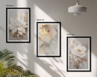 Set tablouri decorative Flori fundal abstract luminos