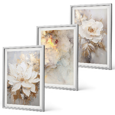 Set tablouri decorative Flori fundal abstract luminos