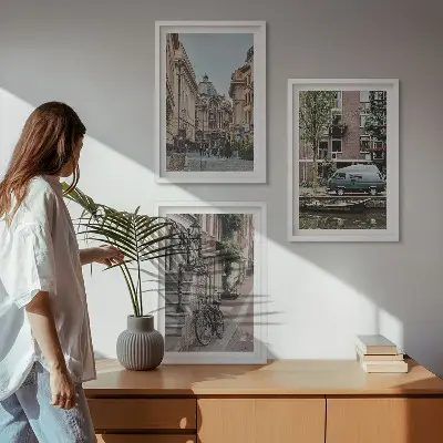 Set tablouri decorative vederi ale orașului cu clădiri