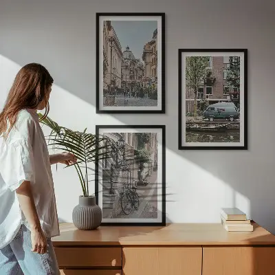 Set tablouri decorative vederi ale orașului cu clădiri