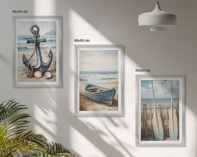 Set tablouri decorative Ancoră barcă vâsle plajă
